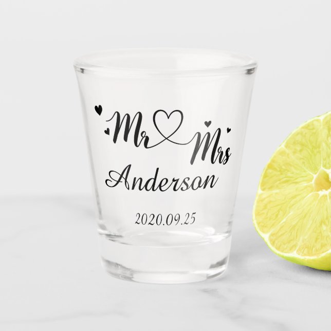 Vaso De Chupito Mr and Mrs - Name - Weddind date (Anverso)