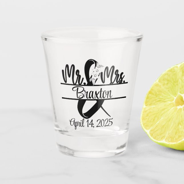 Vaso De Chupito Mr. & Mrs. Wedding Glass Shot Glass (Anverso)