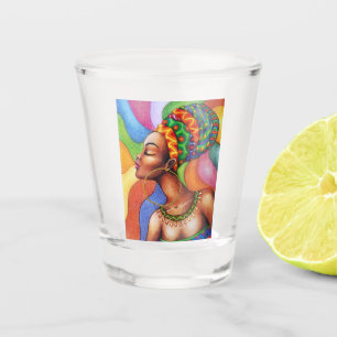 Vaso De Chupito Mujer africana con tejidos tradicionales de cera