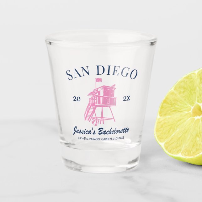 Vaso De Chupito Mujer de soltera en la playa (Anverso)