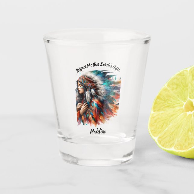 Vaso De Chupito Mujer indígena con orgullo (Anverso)