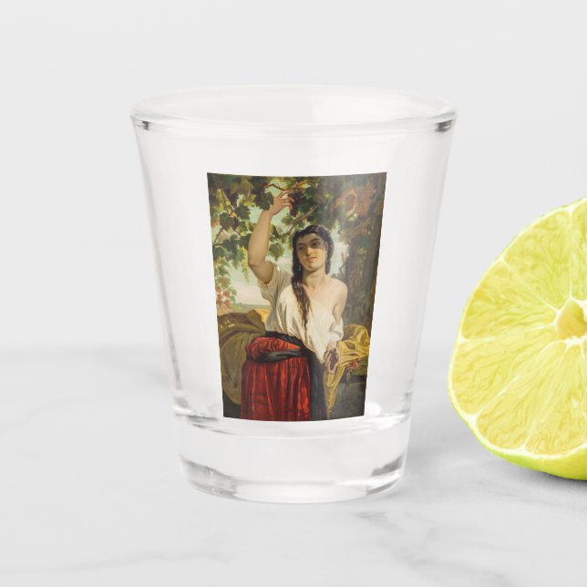 Vaso De Chupito Mujer italiana recogiendo uvas (cosecha de verano) (Anverso)