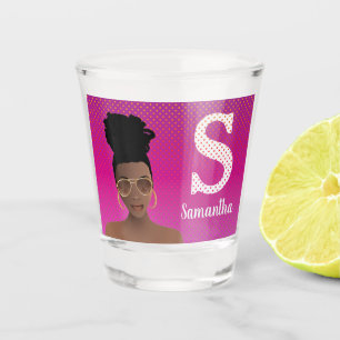 Vaso De Chupito Mujer negra con sombras y puntos de Polka Bun Mage