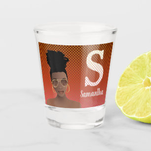 Vaso De Chupito Mujer negra con sombras y puntos de Polka Bun Mage