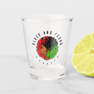 Vaso De Chupito Mujer niña negra panafricana orgullo afro verde ro