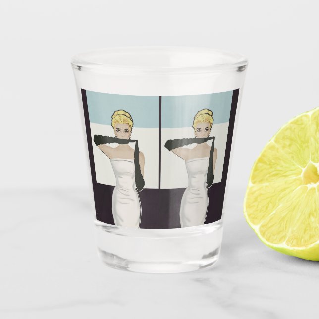 Vaso De Chupito Mujer ventilado de 1950 con guantes nocturnos (Anverso)