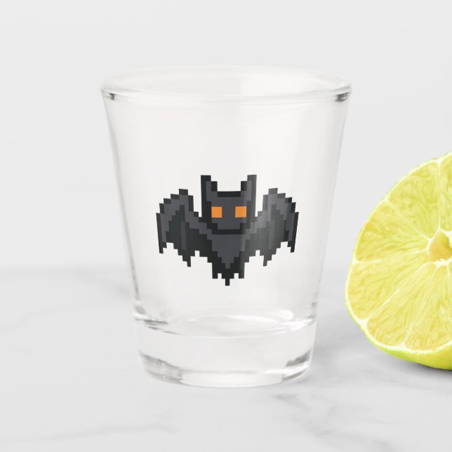 Vaso De Chupito Murciélago Retro de 8 bits (Anverso)