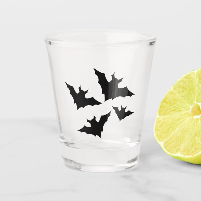 Vaso De Chupito Murciélagos negros de Halloween fresco miedo (Anverso)