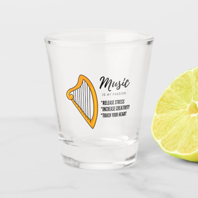 Vaso De Chupito música arpa , instrumentos, amantes (Anverso)