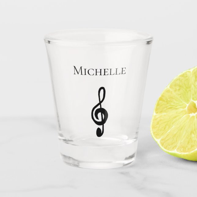 Vaso De Chupito Música Black Treble Clef Cute (Anverso)