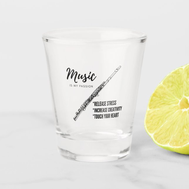 Vaso De Chupito Música, instrumentos, amantes, flauta (Anverso)