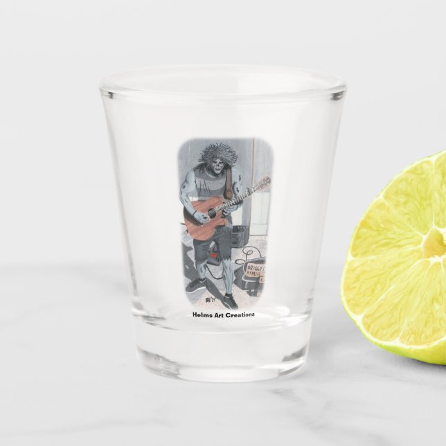 Vaso De Chupito Músico de guitarra zombi Fantasy Art Shot Glass (Anverso)