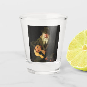Vaso De Chupito Músico de hobo (hombre viejo guitarista) (cosecha)