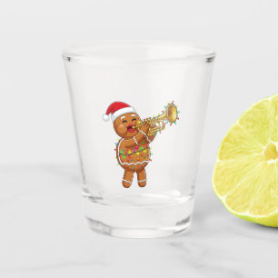 Vaso De Chupito Músico Feliz de Pan de Jengibre Tocando Trompeta N