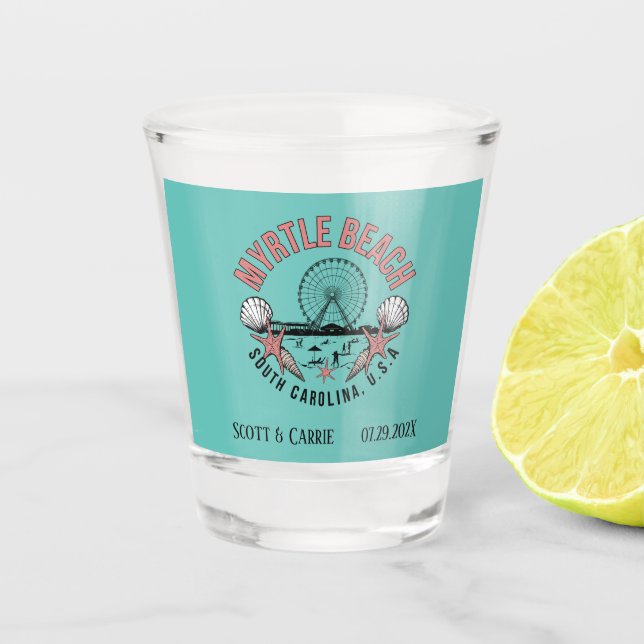 Vaso De Chupito Myrtle Beach Retro Vignette Personalizado (Anverso)