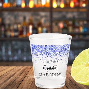 Vaso De Chupito Nacimiento purpurina azul real despierta nombre