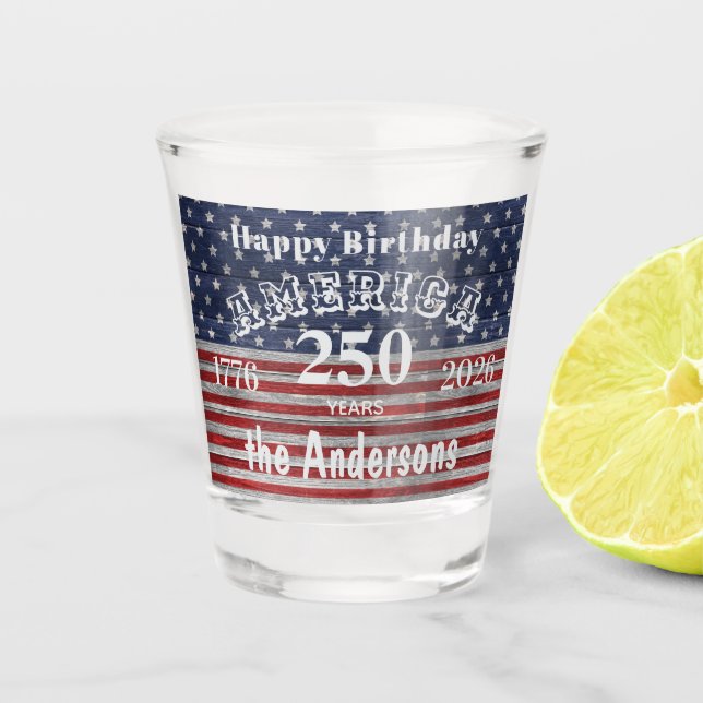 Vaso De Chupito Name || Happy Birthday America 250 Years Flag (Anverso)