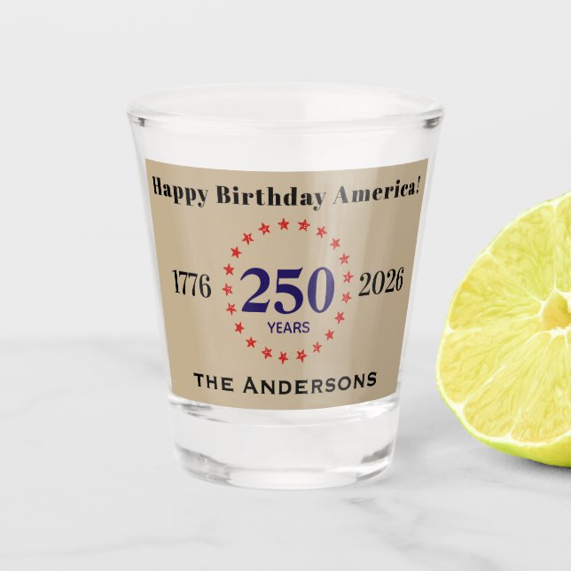 Vaso De Chupito Name || Happy Birthday America 250 Years Khaki (Anverso)