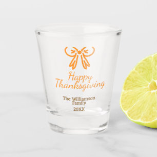 Vaso De Chupito Naranja arco retro feliz día de acción de gracias 