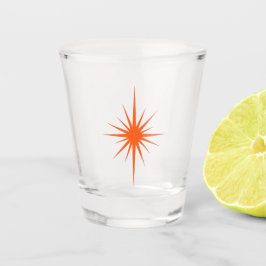 Vaso De Chupito Naranja Atómico Starburst Retro Mid Century