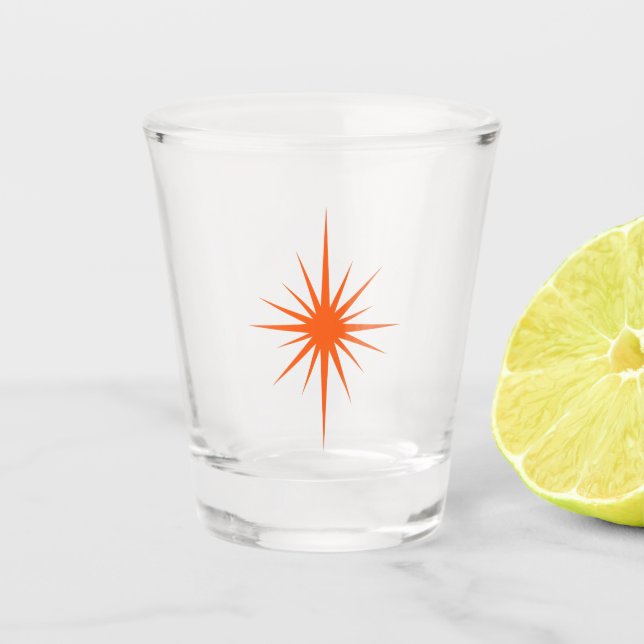 Vaso De Chupito Naranja Atómico Starburst Retro Mid Century (Anverso)