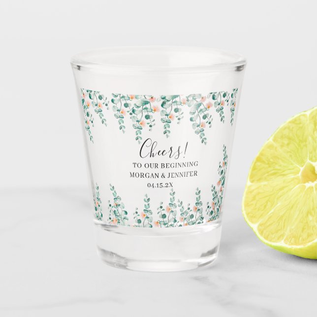 Vaso De Chupito Naranja Blossom Floral Bridal Shower (Anverso)