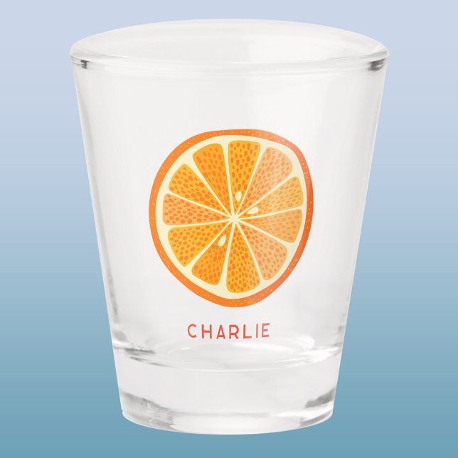 Vaso De Chupito Naranja de cítricos personalizado (Fun citrus orange personalized name shot glass)