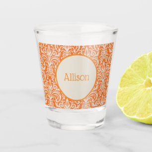 Vaso De Chupito Naranja de cosecha y Damasco blanco personalizado