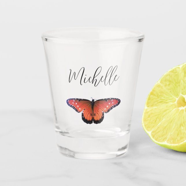 Vaso De Chupito Naranja Mariposa Swallowtail Elegante (Anverso)