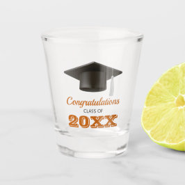 Vaso De Chupito Naranja quemado felicita a graduado universitario