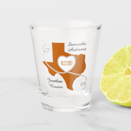 Vaso De Chupito Naranja quemado Texas Curling Ribbon Boda Fecha