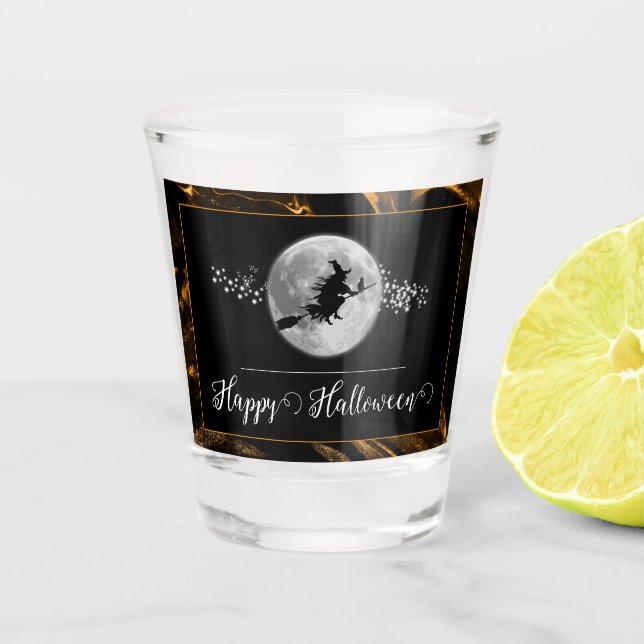 Vaso De Chupito Naranja Witch Silhouette Halloween (Anverso)