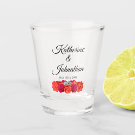 Vaso De Chupito Naranja y rosas rosadas - Dinero/danza de tiro-