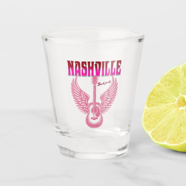 Vaso De Chupito nashville bachelorette party pink guitar (Anverso)