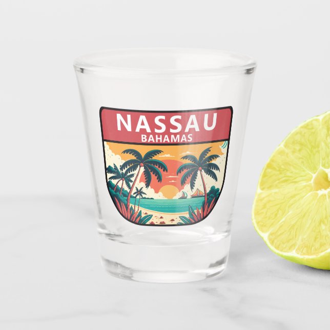 Vaso De Chupito Nassau Bahamas retro emblem (Anverso)