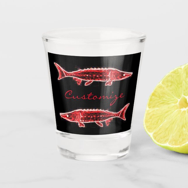 Vaso De Chupito natación de esturión rojo (Anverso)