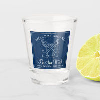 Nautical Navy Blue Welcome Aboard Bote Name