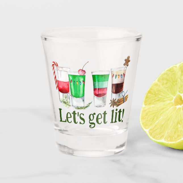 Vaso De Chupito Navidad Fiesta Divertida Let's Get Lit (Anverso)
