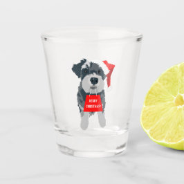 Vaso De Chupito Navidades adorables Schnauzer Dog Santa Hat