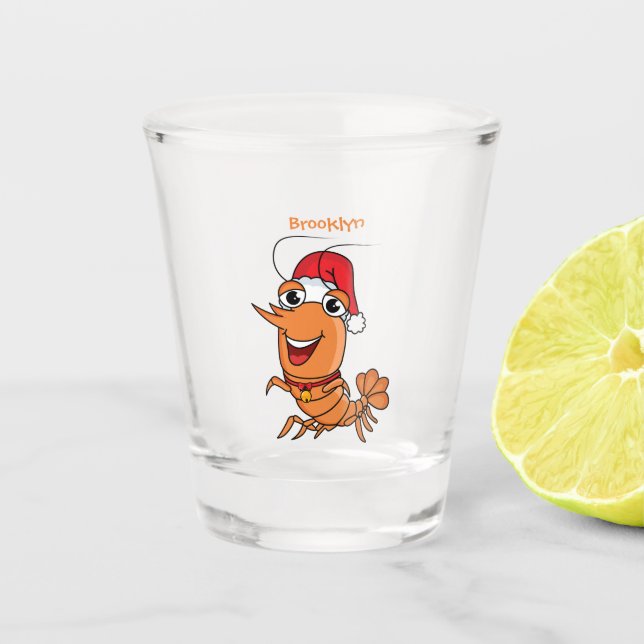 Vaso De Chupito Navidades alegres, camarones, personalizado ilustr (Anverso)