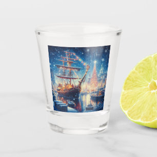 Vaso De Chupito Navidades/barco atracado en invierno