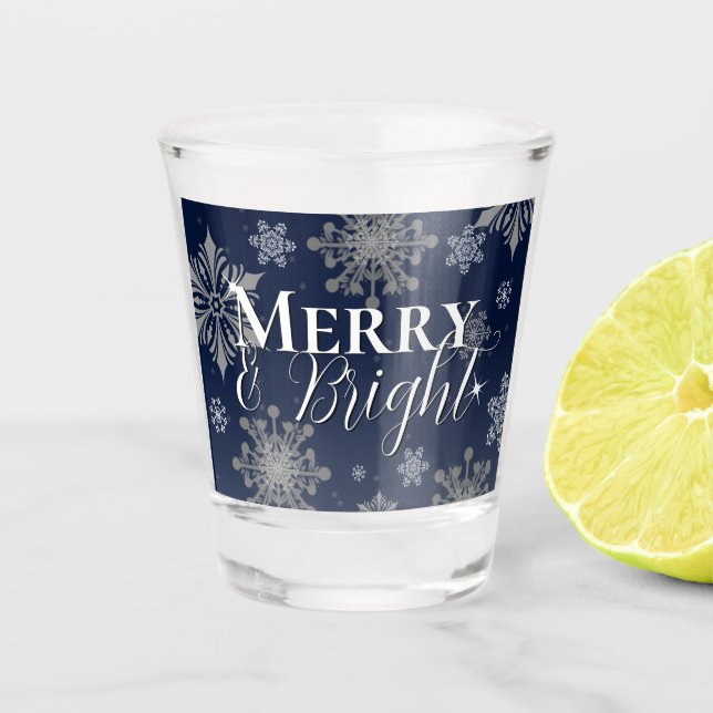 Vaso De Chupito Navidades Blue Merry and Bright Snflakes (Anverso)