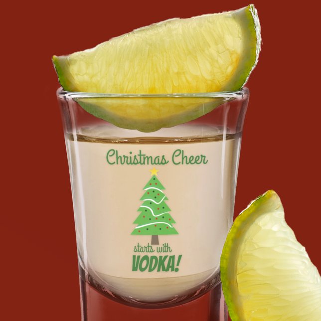 Vaso De Chupito Navidades Cheer empieza con festividad de Vodka (A great Christmas gift shot glass. Cheers to Vodka this holiday season.)