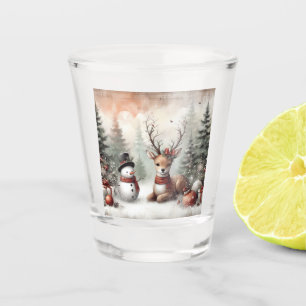 Vaso De Chupito Navidades clásicos de los bosques de renos y snowm