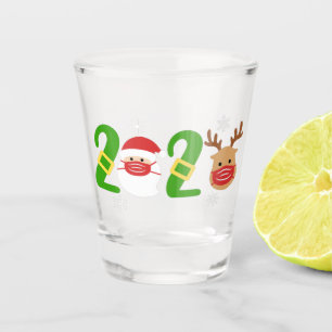 Vaso De Chupito navidades de 2020 Santa y reno en máscara