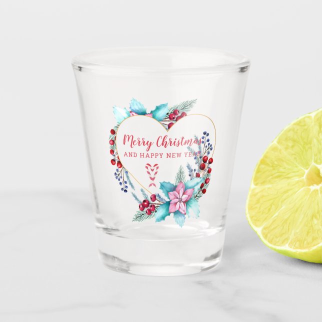 Vaso De Chupito Navidades de acuarela Wreath & Candy Cane (Anverso)