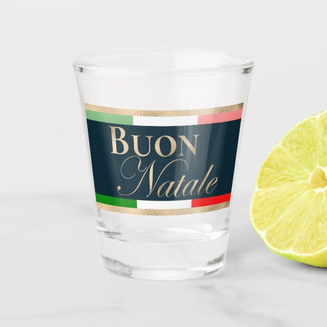 Vaso De Chupito Navidades de Bandera Italiana Buon Natale (Anverso)