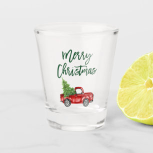 Vaso De Chupito Navidades de camionetas antiguas con escritura de 