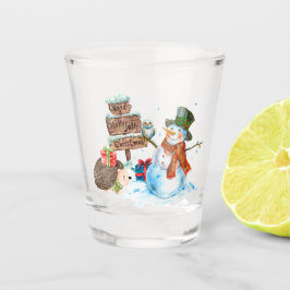 Vaso De Chupito Navidades de Cute Snowman Hedgehog Holly Jolly