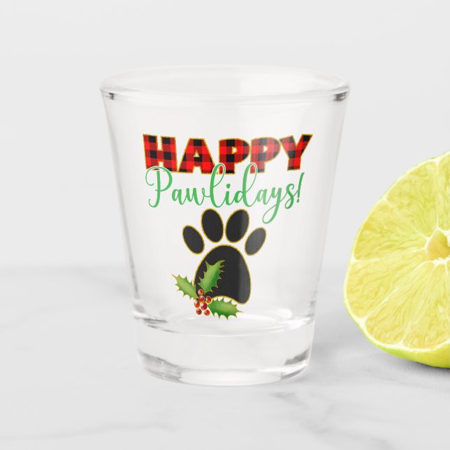 Vaso De Chupito Navidades de impresión de papas rojas de búfalo (Anverso)